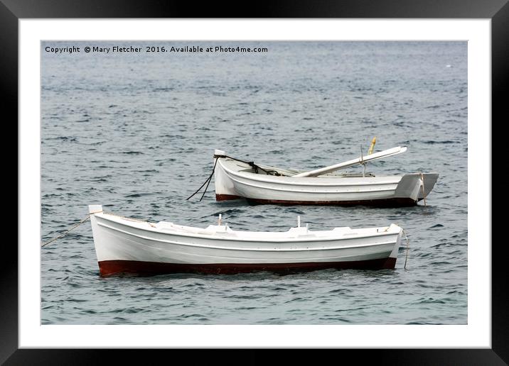 simple Greek fishing boats Framed Mounted Print by Mary Fletcher