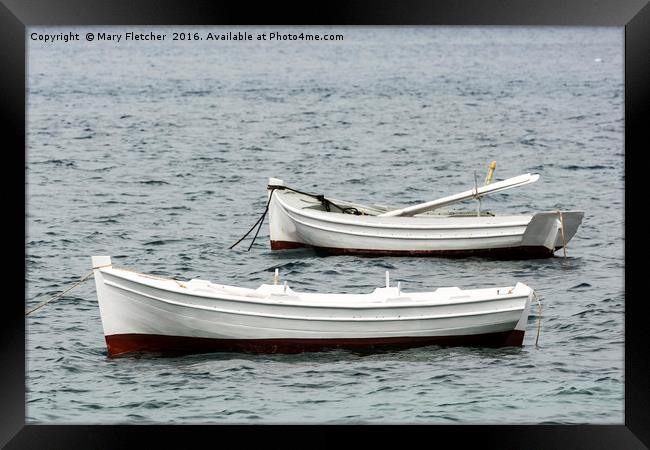simple Greek fishing boats Framed Print by Mary Fletcher