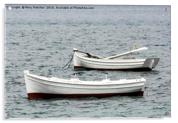 simple Greek fishing boats Acrylic by Mary Fletcher