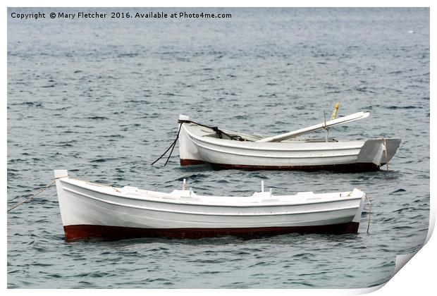 simple Greek fishing boats Print by Mary Fletcher