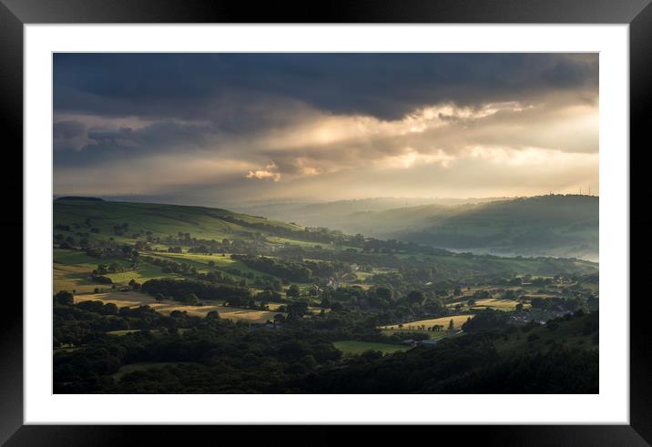 Soft sunbeams over an English landscape Framed Mounted Print by Andrew Kearton