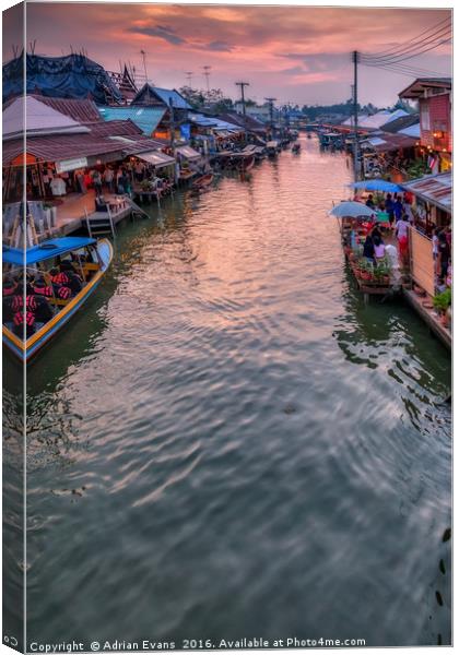 Floating Market Sunset Canvas Print by Adrian Evans