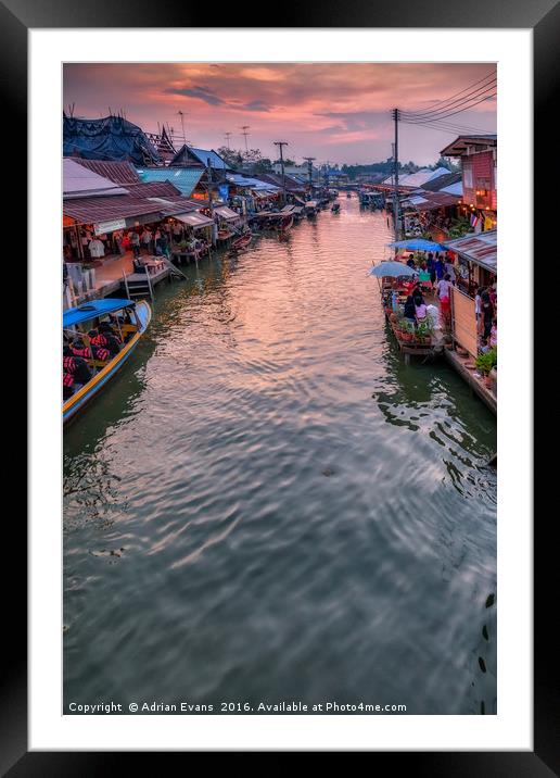 Floating Market Sunset Framed Mounted Print by Adrian Evans