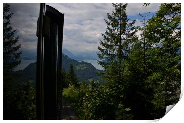 View from A Swiss  Funicular Railway               Print by Malcolm Snook