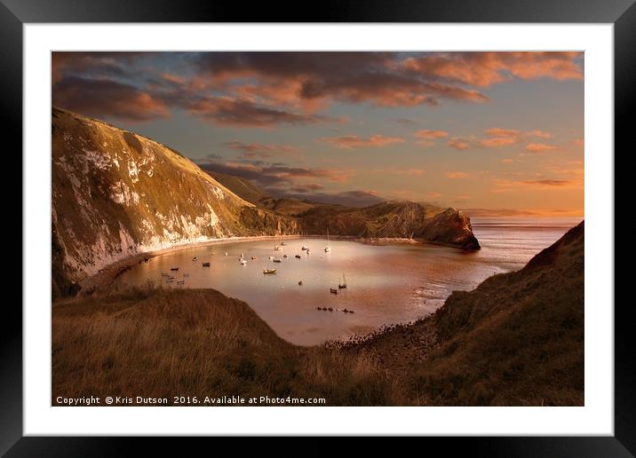 Lulworth Cove Sunset Framed Mounted Print by Kris Dutson