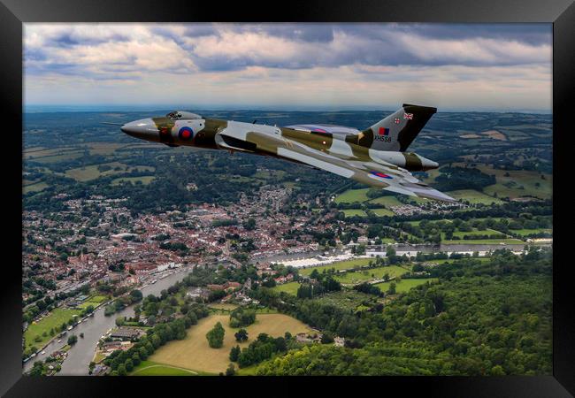 Vulcan XH558 over Henley Framed Print by Oxon Images
