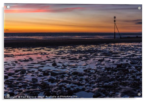Hunstanton Beach at Sunset, Norfolk Acrylic by Paul Burrows