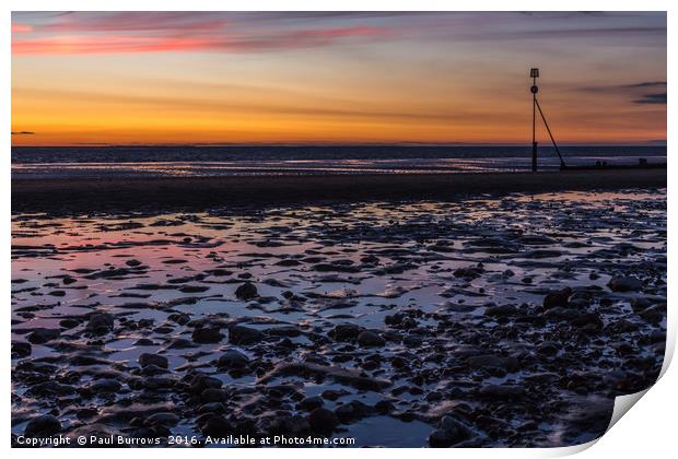 Hunstanton Beach at Sunset, Norfolk Print by Paul Burrows