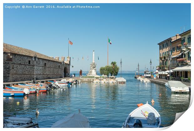 Lazise Harbour Lake Garda Italy Print by Ann Garrett