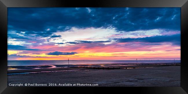 Vivid sunset over Hunstanton beach, Norfolk Framed Print by Paul Burrows
