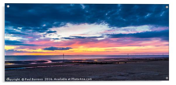 Vivid sunset over Hunstanton beach, Norfolk Acrylic by Paul Burrows