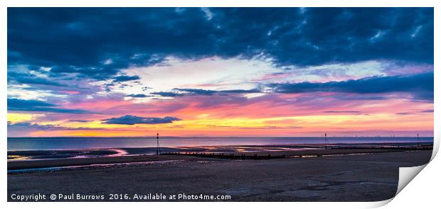 Vivid sunset over Hunstanton beach, Norfolk Print by Paul Burrows