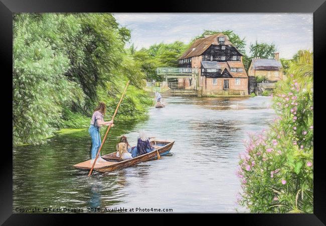 Punting by the Mill Framed Print by Keith Douglas