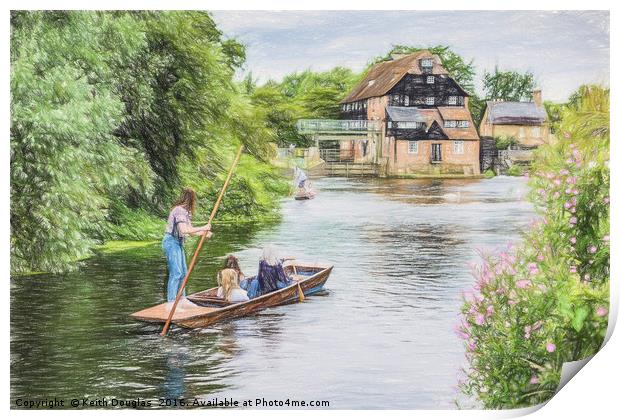 Punting by the Mill Print by Keith Douglas