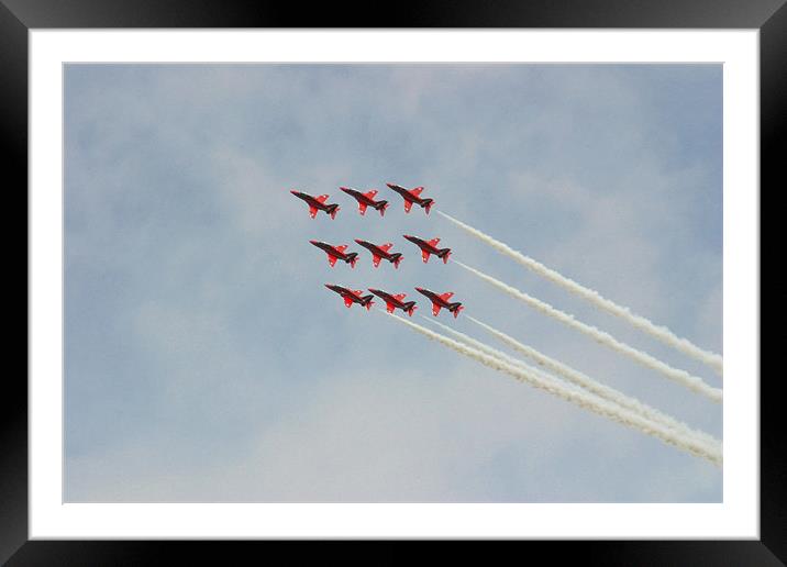 RAF Red Arrows flight display team Diamond nine 9 Framed Mounted Print by Douglas Kerr