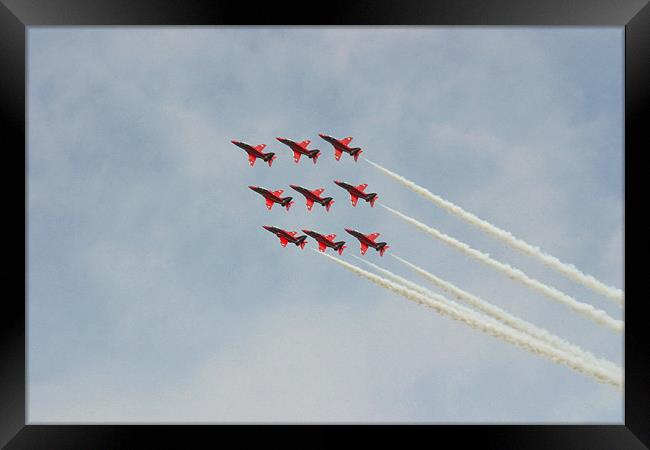 RAF Red Arrows flight display team Diamond nine 9 Framed Print by Douglas Kerr