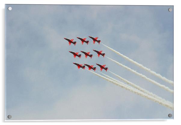 RAF Red Arrows flight display team Diamond nine 9 Acrylic by Douglas Kerr
