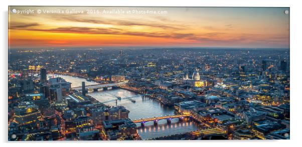 London sunset Acrylic by Veronika Gallova