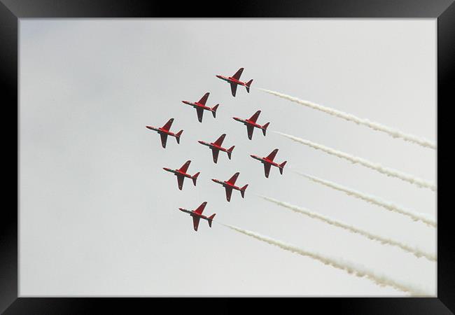 RAF Red Arrows flight display team Diamond nine 9  Framed Print by Douglas Kerr