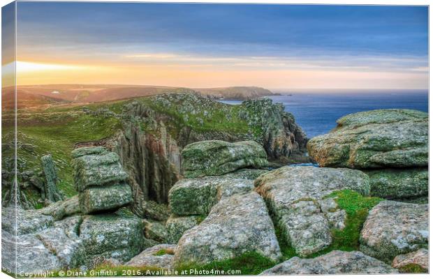 Lands End Sunrise, Cornwall Canvas Print by Diane Griffiths