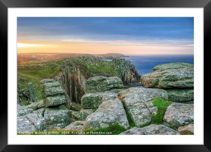Lands End Sunrise, Cornwall Framed Mounted Print by Diane Griffiths