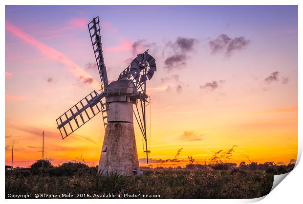 Summer Solstice Sunset at Thurne Print by Stephen Mole