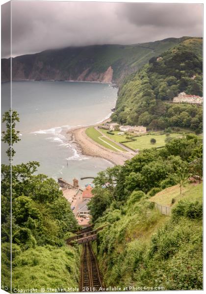 Lynmouth from the Cliff Railway Canvas Print by Stephen Mole