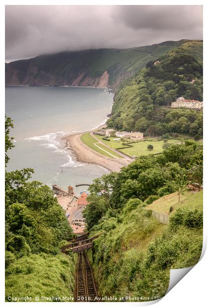 Lynmouth from the Cliff Railway Print by Stephen Mole