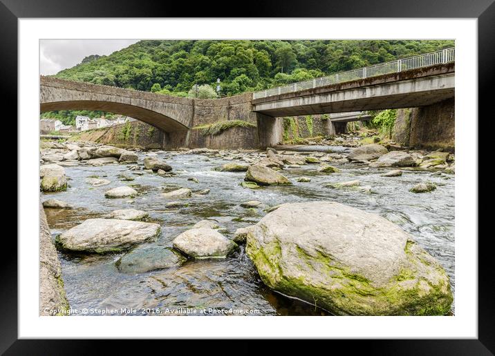 West Lyn and East Lyn Rivers meet at Lynmouth Framed Mounted Print by Stephen Mole
