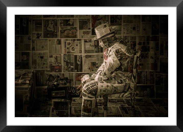 Newspaper Man Framed Mounted Print by Neal P