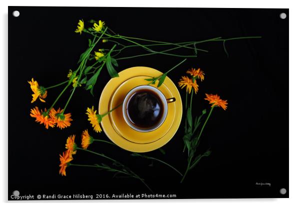 Yellow Coffee Break Acrylic by Randi Grace Nilsberg