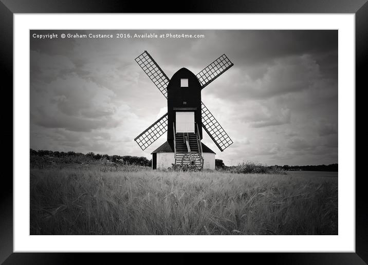 Windmill ~ Black & White Framed Mounted Print by Graham Custance