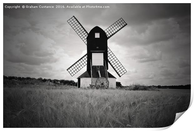 Windmill ~ Black & White Print by Graham Custance