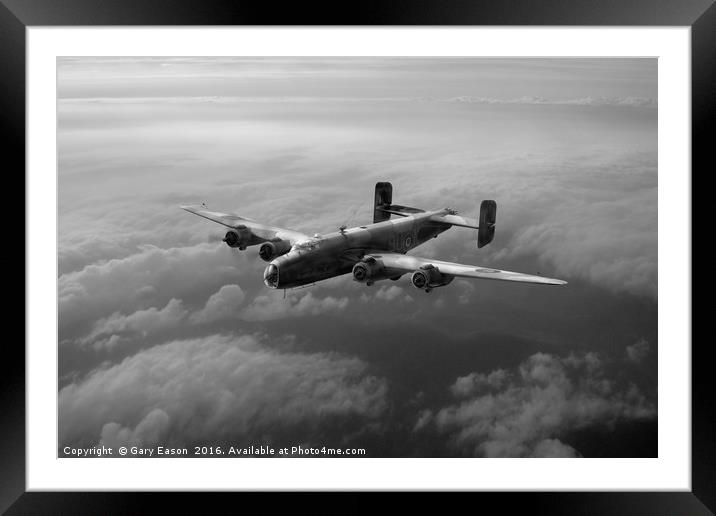Handley Page Halifax heading home B&W version Framed Mounted Print by Gary Eason