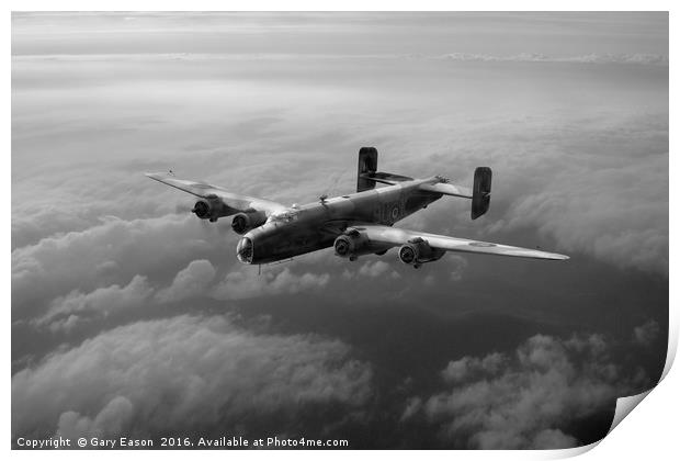 Handley Page Halifax heading home B&W version Print by Gary Eason