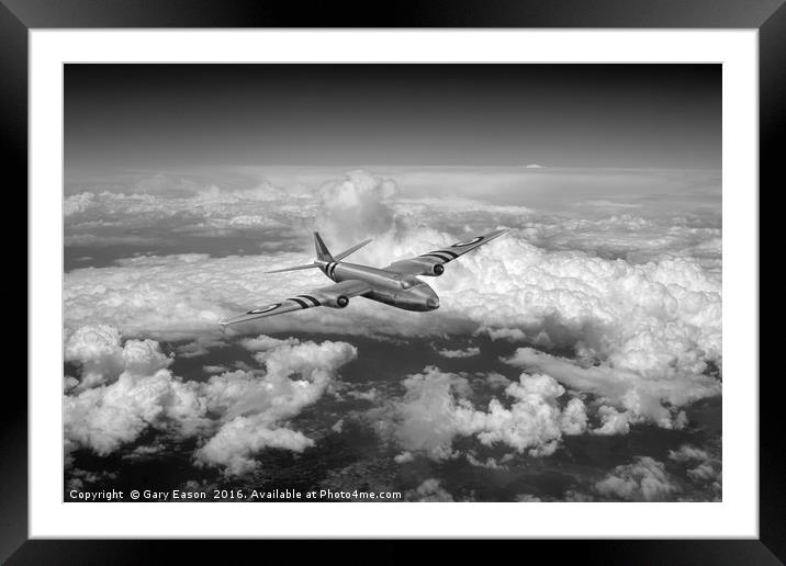 Canberra over the Med black and white version Framed Mounted Print by Gary Eason