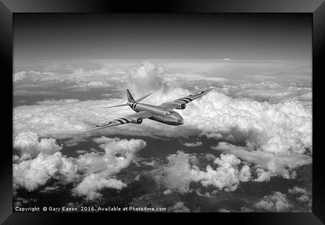 Canberra over the Med black and white version Framed Print by Gary Eason