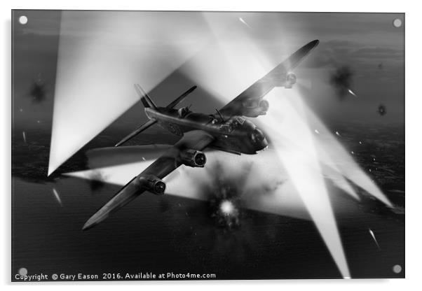 Short Stirling LK386 battling through B&W version Acrylic by Gary Eason