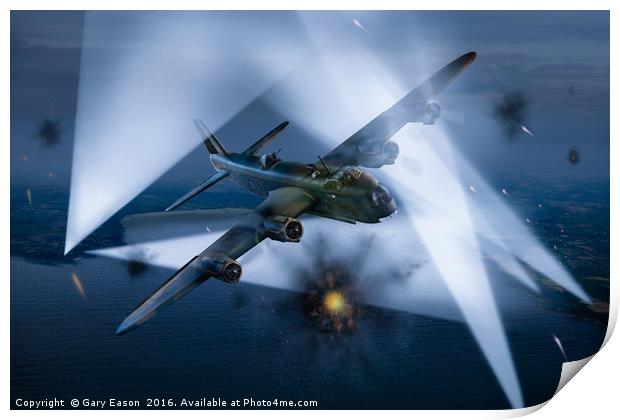 Short Stirling LK386 battling through  Print by Gary Eason