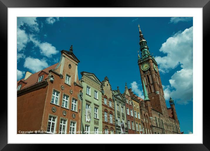 Clock Tower Gdansk  Framed Mounted Print by Rob Hawkins
