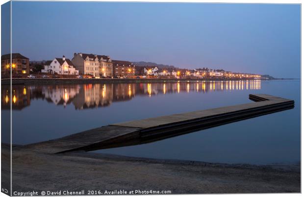 West Kirby Blue Hour Reflection   Canvas Print by David Chennell
