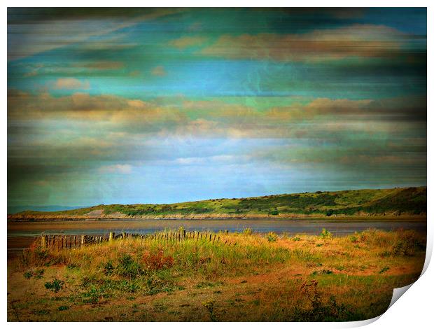 Coastal View - Sandbay, Somerset. Print by Heather Goodwin