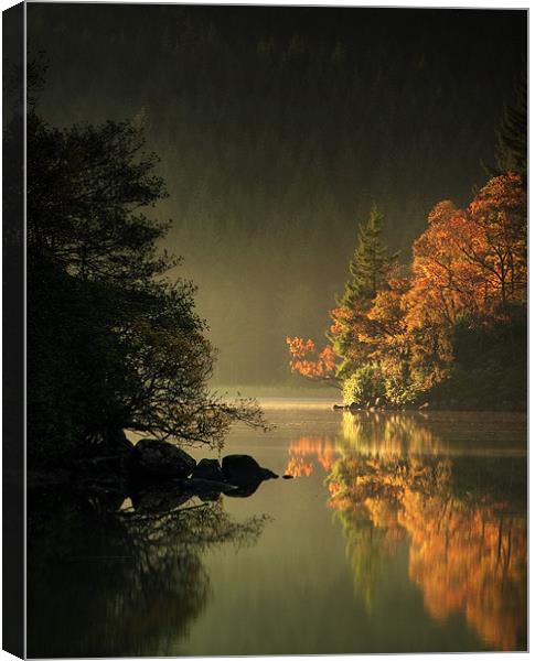 Loch Ard Autumn Light Canvas Print by David Mould