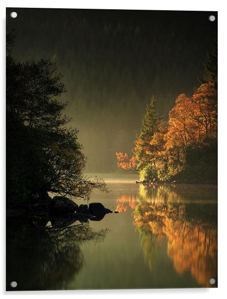 Loch Ard Autumn Light Acrylic by David Mould