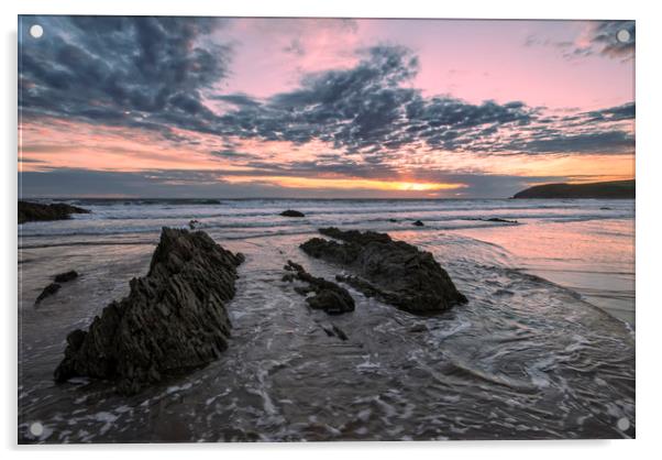 Croyde Bay North Devon. Acrylic by Dave Wilkinson North Devon Ph
