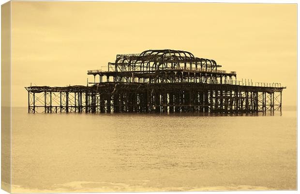 West Pier Brighton Canvas Print by Geoff Tydeman