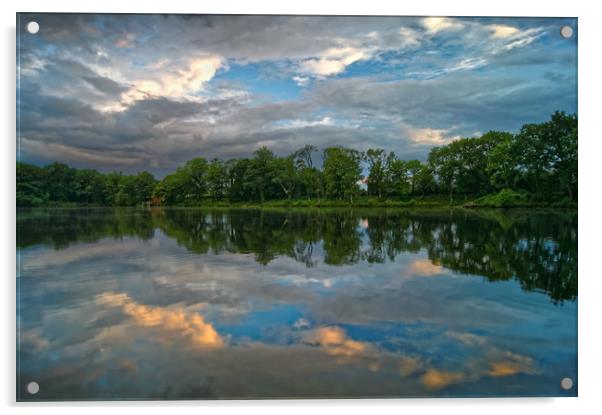 Chard Reservoir Dawn Reflections                   Acrylic by Darren Galpin