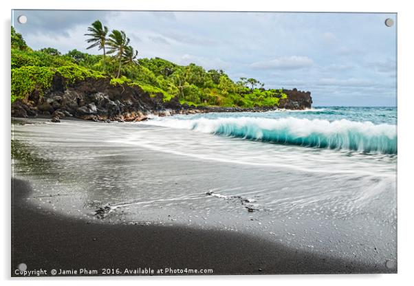 The exotic and famous Black Sand Beach of Waiʻanap Acrylic by Jamie Pham