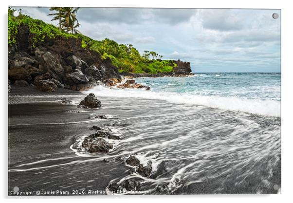 The exotic and famous Black Sand Beach of Waiʻanap Acrylic by Jamie Pham