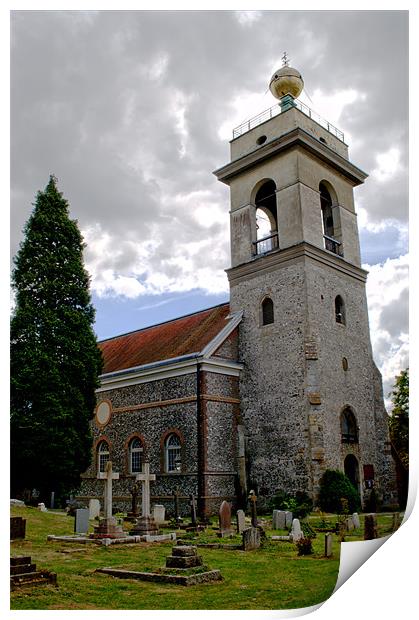 Church of St. Lawrence West Wycombe Print by Chris Day